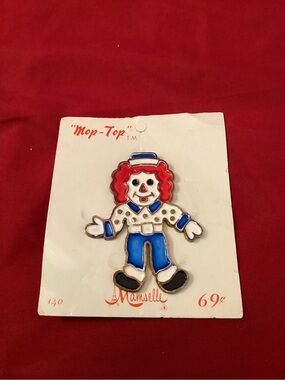 Mamselle Mop-Top Red-Head Rag Doll Enamel Brooch